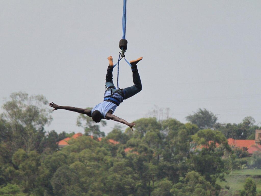 Bungee jumping over the Nile in Jinja